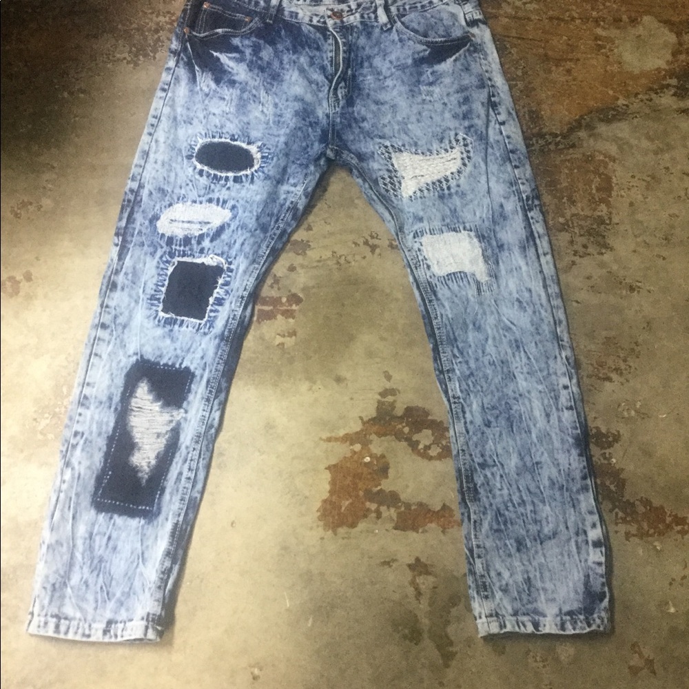 Distressed Blue Jeans